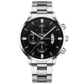 【Miga Plaza】Fashion Mens Watches Luxury Silver Stainless Steel Quartz Wrist Watch Man Business Watch for Men Calendar Clock Reloj Hombre. 
