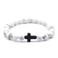 Yfashion Unisex Fashion Elegant Cross Beaded Bracelet ple Elasticity Hand Chain. 