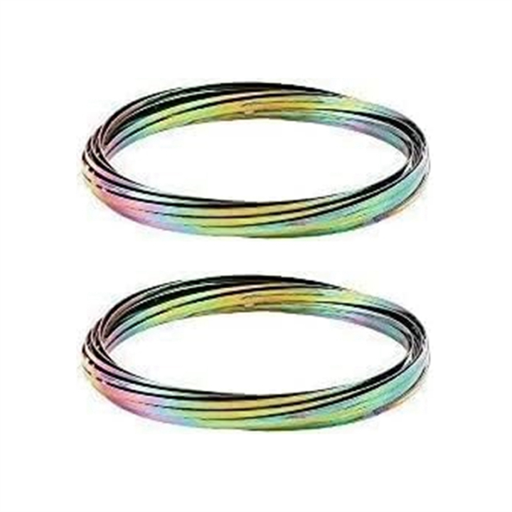 2Pcs Flow Ring Magic Bracelet Toy Metal Fastening Flow Rings Magic Hand Toy(Rainbow) Easy to Use