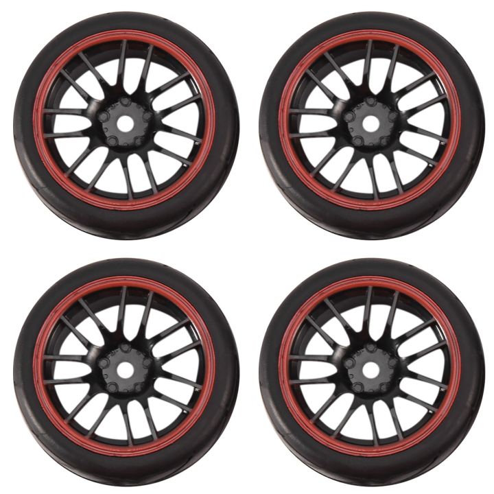 Rumberbands Rims 4Pcs 12mm Hub Wheel Rims & Rubber Tires For RC 1/10 On-Road Touring ...