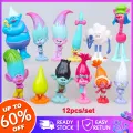 LZMERX 12pcs/set Trolls Action Figure PVC Movie Trolls Collectible Poppy Branch DJ Suki Cooper Dolls Kids Toy for Children Gift Solid Doll Ornaments Cake Decoration. 