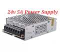 AC 100V ~ 220V to DC 24V 5A 120W voltage converter switch power supply for LED strip. 