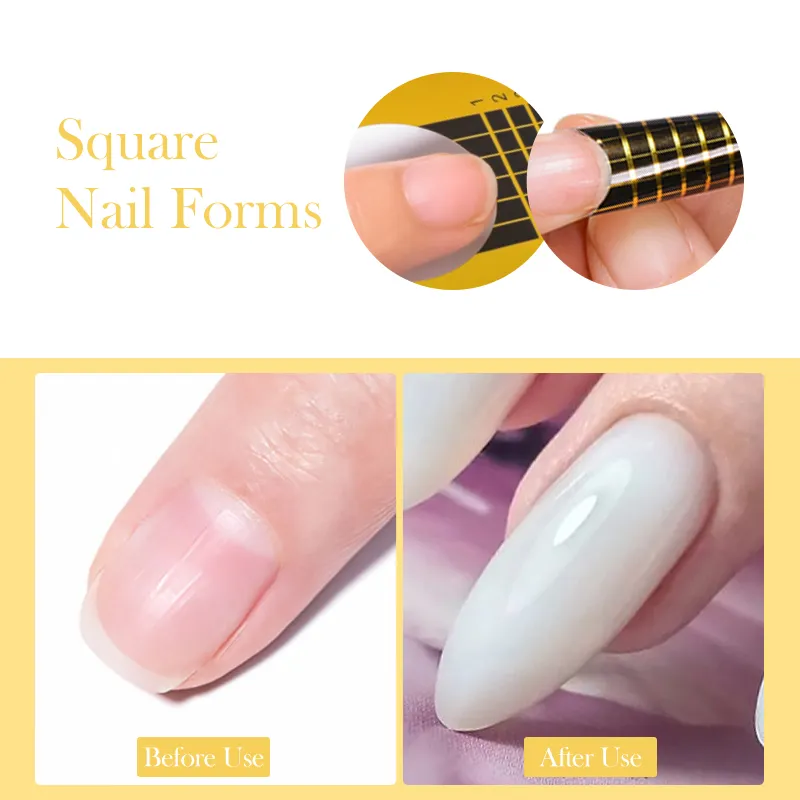 100 pcs/pack Professional French Nail Form Tips-Reusable Acrylic and Gel Extension Nail Stickers with Curl Form Design