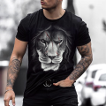 Men animal T-shirt summer short sleeve pullover o neck lion print 3D oversized designer top black casual vintage male clothes. 