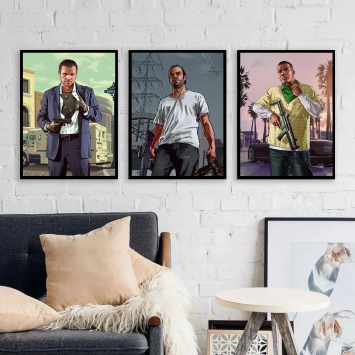 A4%20Sized%20Poster%20GTA%205%20Gaming%20Grand%20Theft%20Auto%20V%20Wall%20Posters%20PVC%20Framed%20Wall%20Decors%20-%20Image%202