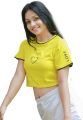 Yellow Color Love Letter Print Crop Top T Shirt | As422-C , crop top for women. 