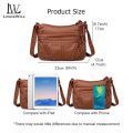 LouisWill Crossbody Shoulder Bag Soft Leather Bag women Fashion Simple European American Trend Retro Multi-pocket Large Capacity Water Resistant Sling Bag. 