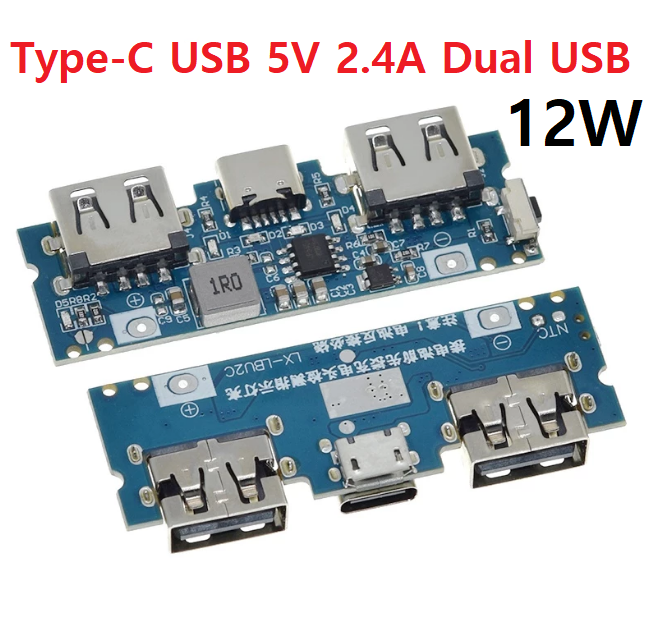 Dual%20USB%203.7V%20to%205V%202.4A%20Type-C%20Boost%20Mobile%20Power%20Bank%20DIY%2018650%20Lithium%20Battery%20Charger%20PCB%20Board%20Step%20Up%20Module%20With%20Led%20-%20Image%202