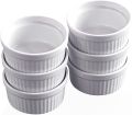 Cup cake ceramic baking cup ceramic baking tray Ceramic Baking Cups for Creme Brulee Custard Dessert Dishes snack baking cup White- 4.0 Inches-6 cups. 