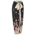 Women Bikini Cover Ups Summer Casual Vintage Floral Print Bandage Sarong Beach Skirt for Swimwear. 