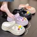 Women's Hole Shoes Summer Outdoor Wear Internet Hot Cute and Breathable Nurse Non-Slip Soft Bottom Beach Closed Toe Half Slippers Women. 