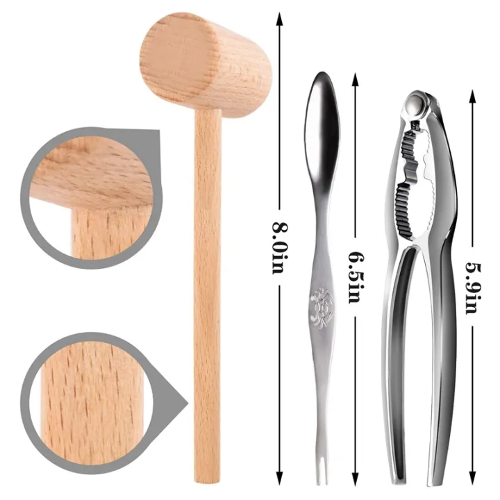OYPFXMI%206Pcs%20Seafood%20Tools%20Set%20Including%202%20Forks%202%20Lobster%20Crackers%20Nut%20Cracker%20,Crab%20Crackersand%202%20Lobster%20Crab%20Mallets%20-%20Image%204