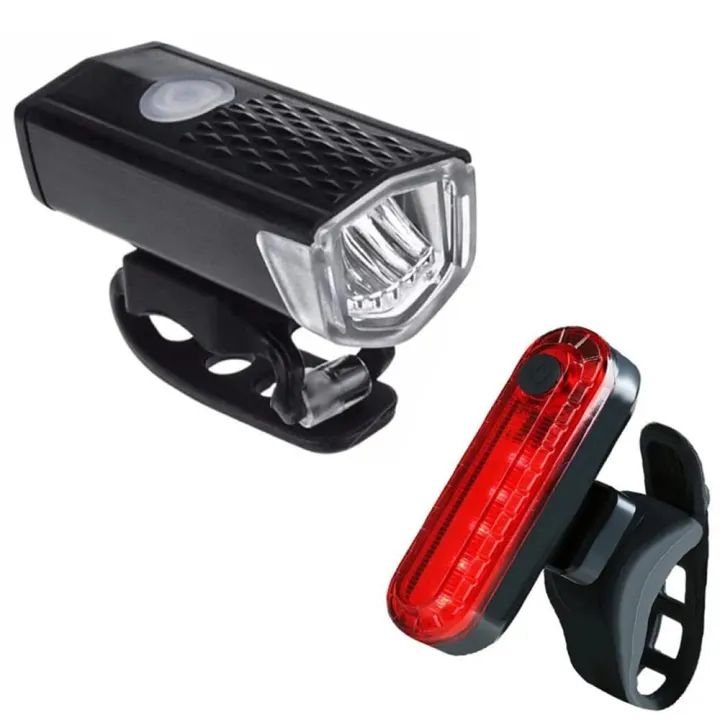 Front And Rear Bike Light USB Rechargeable 400 Lumens 3 Modes Bicycle Lamp Light Front Headlight with Wolf Star taillight Light Back Light(null)