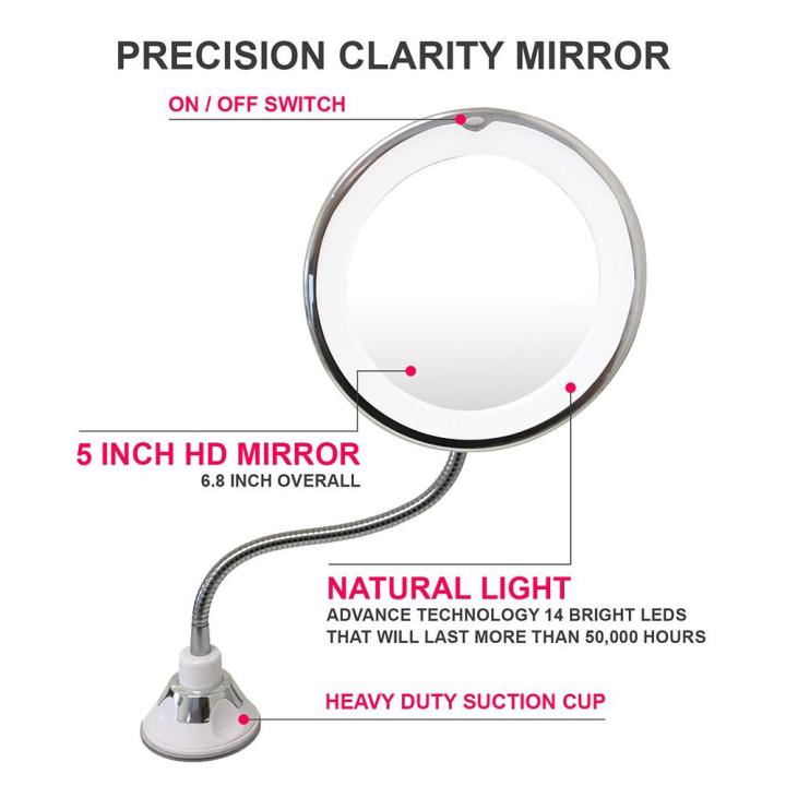 10X%20Magnifying%20Wall%20Mounted%20LED%20Makeup%20Mirror%20Adjustable%20Gooseneck%20Suction%20Cup%20The%20Bathroom%20Vanity%20Mirror%20-%20Image%202
