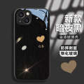 Full of Joy Compatible with Apple 15 Phone Case Metallic Paint Glass iPhone 14 Pro Max Couple Heart Oil Painting. 