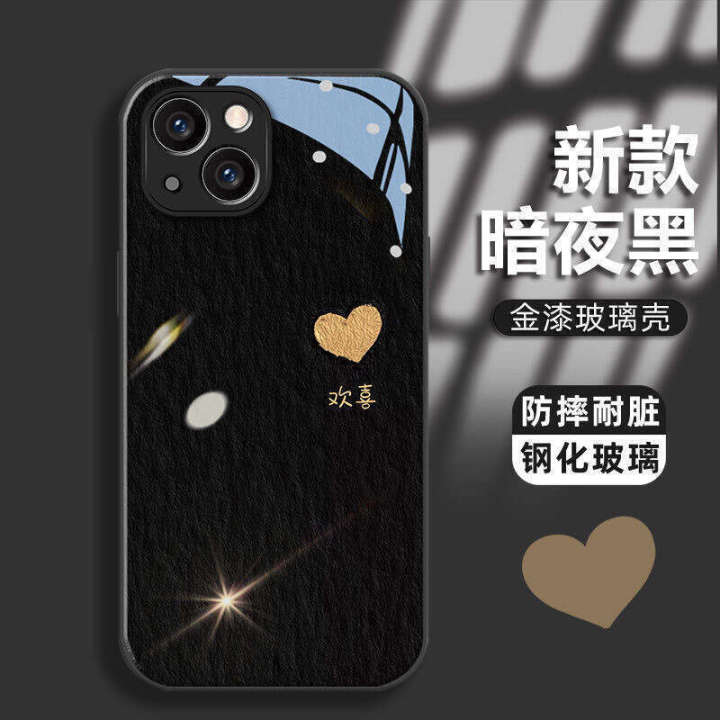 Full%20of%20Joy%20Compatible%20with%20Apple%2015%20Phone%20Case%20Metallic%20Paint%20Glass%20iPhone%2014%20Pro%20Max%20Couple%20Heart%20Oil%20Painting%20-%20Image%204