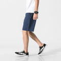 Yfashion Men Cotton Shorts Solid Color Cotton And Linen Loose Casual Large Size Summer Beach Cropped Pants with Pockets color. 