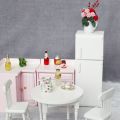 1/12 Miniature Wooden Double Door Refrigerator Simulation Fridge Model for Doll House Decoration Silver. 