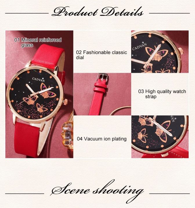 %E3%80%90no%20box%E3%80%91%205pcs%20Set%20Women/Girls%20Red%20Color%20Watches%20Ladies%20Fashion%20Butterfly%20Watch%20New%20Simple%20Casual%20Womens%20Analog%20Wrist%20Watch%20Bracelet%20Gift%E3%80%90no%20box%E3%80%91%20-%20Image%203