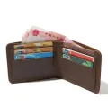 【ZIME】 Casual  Handmade Men Wallet Original  Cow Leather Purse Small Horizontal Bifold Wallet for Men. 