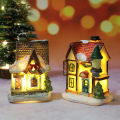 Christmas LED Light Ornaments Resin Mini House Miniature Village Building Xmas Glow Decor Gift Christmas Decoration Navidad Noel. 