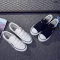 【ALLGOOD】Magic Stick Canvas Shoes Men's Velcro Fastener Student Korean Style Low Ankle Versatile Casual Shoes Couple Sneakers Lazy Shoes Men's Fashion. 
