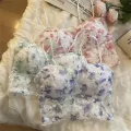 Floral Corset Vest Adjustable Sweet Lace Crop Top Mesh Tube Top for Casual Evening Out Summer Wear Apparel Young Adults. 