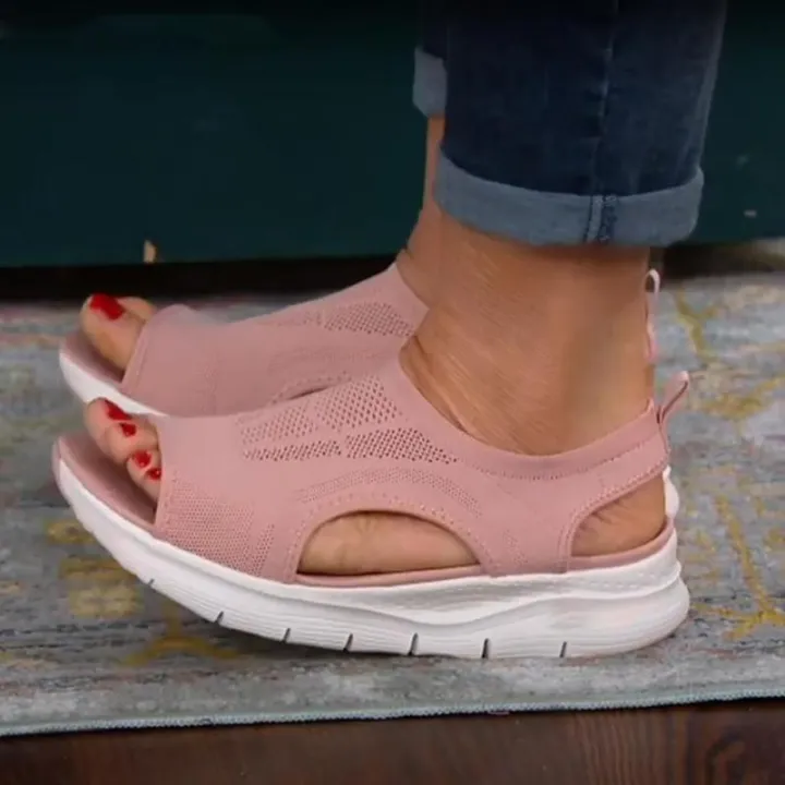 Clearance%20Sale%20Women%20Sandals%20Mesh%20Casual%20Ladies%20Fish%20Mouth%20Mesh%20Wedge%20Shoes%20Solid%20Color%20-%20Image%206