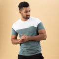 Pocket Steal and White Cololur  Round Collar Men Tshirt. 