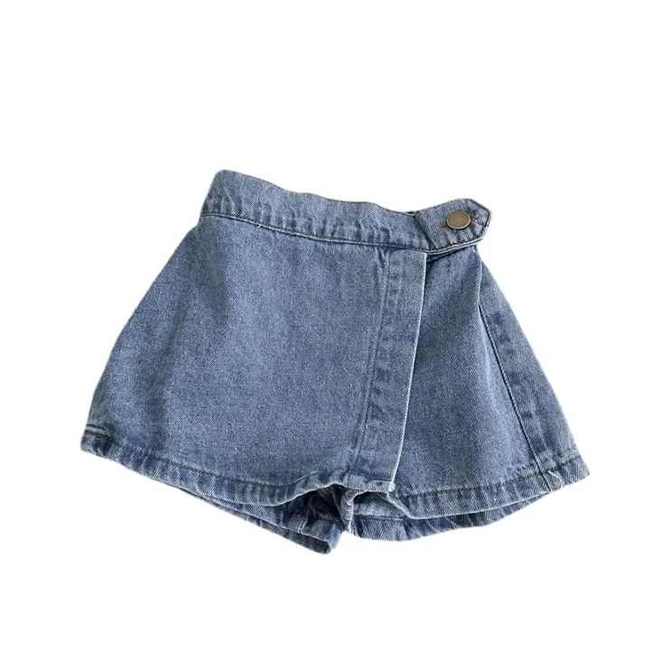 Brief Style Denim Blue Toddler Girls Skirt Shorts Kids Summer Sport Dress Pants Children Elastic Waist Trousers for 2-7 Years