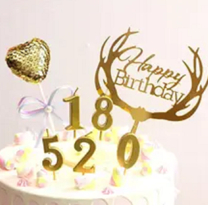 Happy Birthday Cake Topper Acyrlic  Gold Birthday Cake Topper For Kids Birthday Party Dessert Cake Decorations