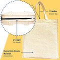 Heavy Duty Large Canvas Tote Bag with Zipper "CLASSIC CANVAS" - 14.5 inches (L) * 3 inches (W) * 16 inches (H). 