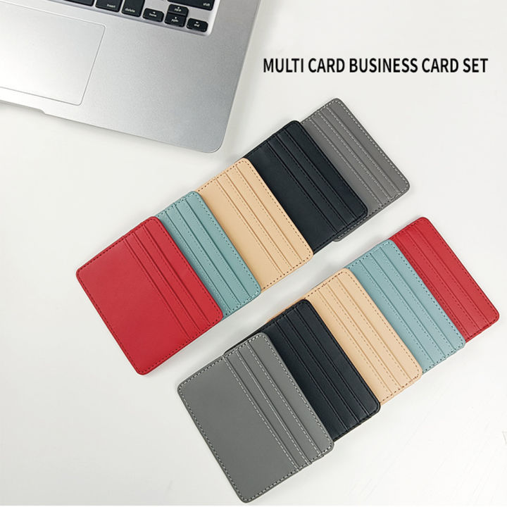 4-card Bank ID Container Protable Leather PU Meal Wallet Holder Multicolor Card