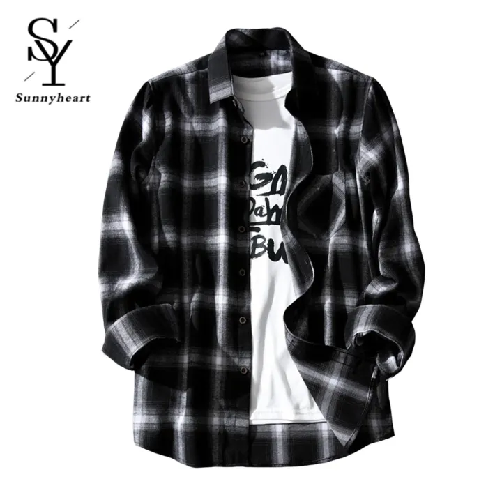 Sunnyheart Men Autumn Shirt Long Sleeves Cardigan Wear-resistant Spring Shirt
