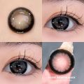 OVOLOOK-Black Series Contact Lenses for Eyes Narural Black Pupils Beauty Lenses Eye Color for Myopia 2 s/pair Yearly Use. 
