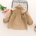 Leaf Flower Embroidered Collar Bowtie Infant Windbreaker Coat Spring And Autumn New Girls' Baby Long Sleeve Coat Solid Color Girl Children'S Clothing Suitable For 0-3 Years Old. 