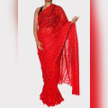 Red Lace Saree for Women. 