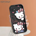 Hontinga for OPPO A15 A15S Back Cover Cute Shy Hello Kitty Pattern Ladder Soft Camera Protection Rubber Phone Case for Girls. 