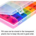 Weekly Pill Organizer 4 Times a Day, Pill Box 7 Day, Rainbow Color Pill Case, 4 Rows 28 Grids Portable Dust-Proof Medicine Container with Compartment to Hold Plenty of Pills. 