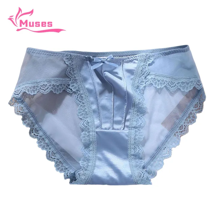 Muses%20Mall%20Lace%20Panties%20Lace%20Trim%20Low-rise%20Briefs%20Ice%20Silk%20Underwear%20for%20Daily%20Wear%20-%20Image%203