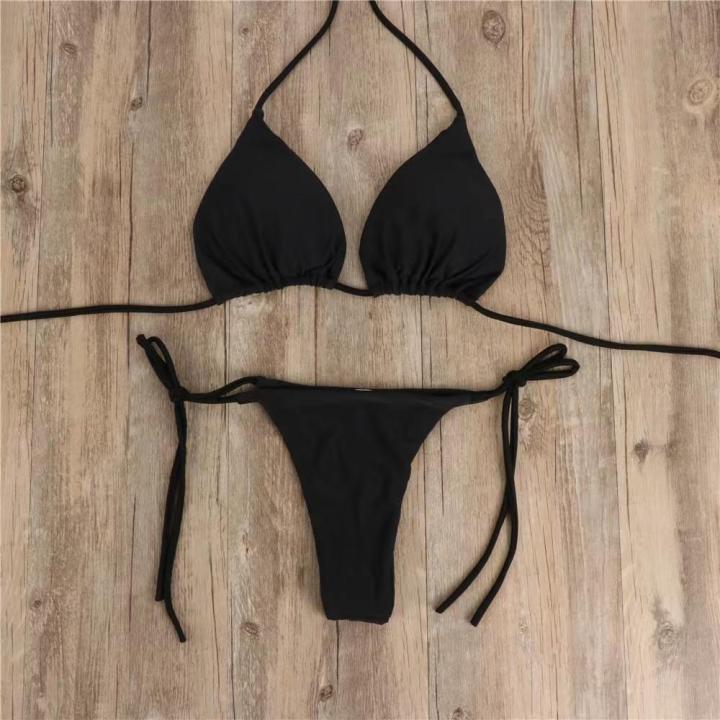 Adjustable%20Bikini%20swimsuit%20Quick-dry%20Split%20swimsuit%20Solid%20color%20Two-piece%20bikini%20Lace-up%20design%20Three-point%20Lace-up%20bikini%20for%20-%20Image%203