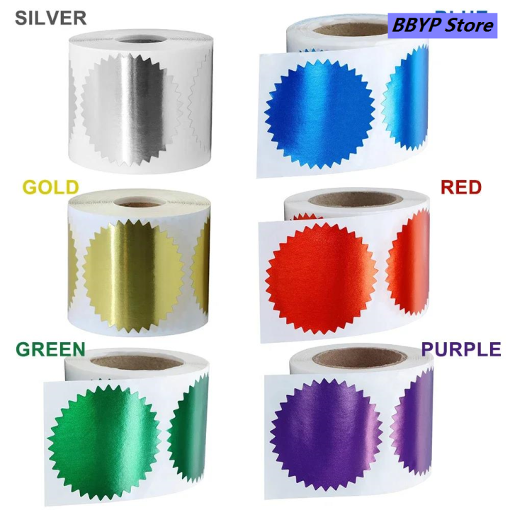Metal Sticker Embossed BBYP 6 Colors Embossed Stamp Stickers 50mm Certificate Gear Sticker for ...
