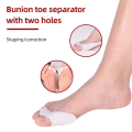 1Pair Silicone Gel foot fingers Two Hole Toe Separator Thumb Valgus Protector Bunion adjuster Hallux Valgus Guard feet care. 