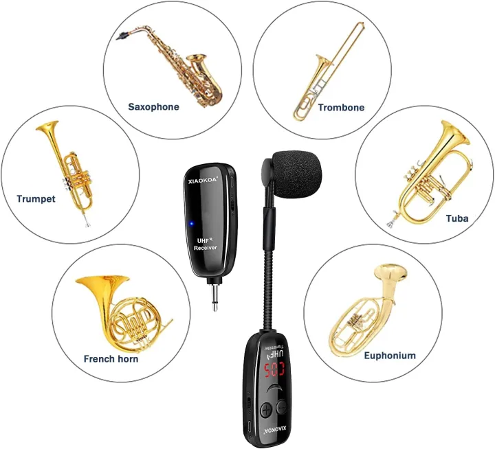 XIAOKOA%20UHF%20Wireless%20Instruments%20Microphone,Saxophone%20Microphone,Wireless%20Receiver%20and%20Transmitter,160ft%20Range,Plug%20and%20Play,Great%20for%20Trumpets,%20Clarinet,%20Cello%20-%20Image%206