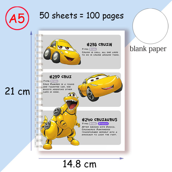 A5 Spiral Notebook Cars Disney Pixar Cars 2 3 Toy Characters Luigi ...
