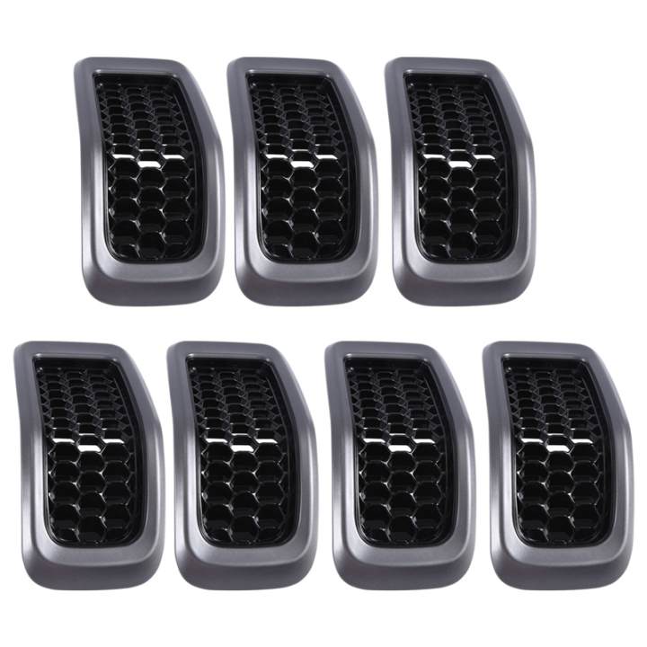 Gray Car Front Insert Mesh Grille Decoration Cover Front Radiator Inlet Grill Trim Cover Replacement Parts Accessories for 2014-2018