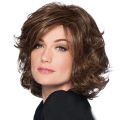 【Free shipping】 Thick Daily Smooth Heat Resistant Fiber False Female Hair Extension Invisible Natural Syhthetic Wig Women Bob Hair Ladies Curly Wigs Short Brown Wavy Wig. 