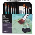 Art Nation Professional Artist Paint Brush Pinsel For Acrylic WaterColour Gouache Oil Special Mix 10 Pieces Set With Easy Carrying Case Pouch. 