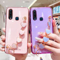 For Vivo Y17 Back Cover with 3D Love Heart Wristband Chain Fashion Bracelet Shiny Plating Phone Case Soft Silicone Bumper Protective Cover. 