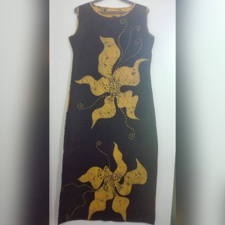 Taahj 100% cotton Yellow floral batik dress 2021 for women